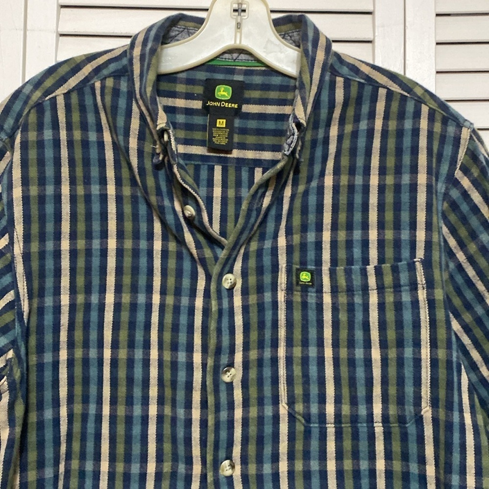 John Deere Cotton Checked Button Shirt Size Med - Picture 3 of 7